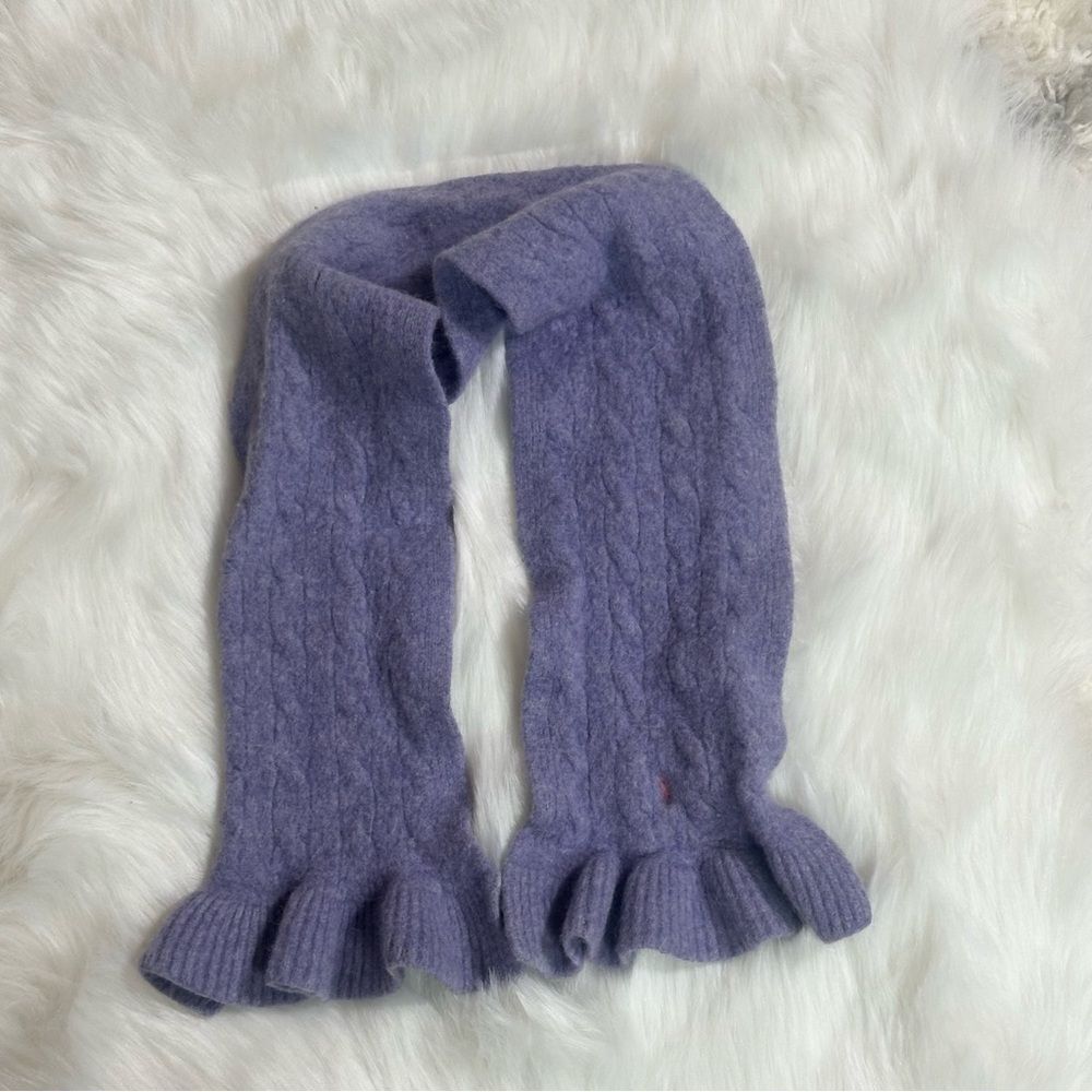 Ralph Lauren Purple Knit Scarf with Ruffled Edges